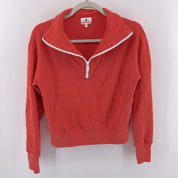 Sundry 1/4 contrast zipper cropped mock neck pullover sweatshirt sz 1 - Picture 1 of 6